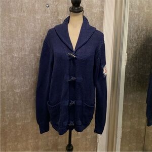 Polo RL Navy Blue Knit toggle Cardigan, L